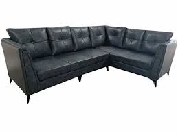 6 seater leather black l shape sofa set