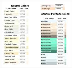 Sample Html Color Code Chart Mwb Online Co