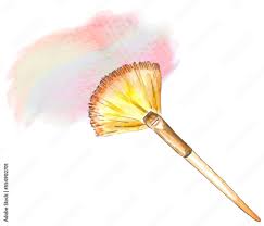makeup brush with stain of blush