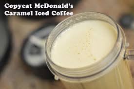 1/2 cup instant coffee, brewed at 1 and 1/2 or double strength, frozen (see note 1) 3 t place frozen coffee, caramel syrup, sugar, milk, cream, and ice into a blender (see note 5) and blend until smooth. Copycat Mcdonald S Caramel Iced Coffee The Samantha Show A Cleveland Life Style Blog
