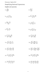 Simplifying Rational Expressions