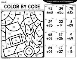free double digit addition coloring