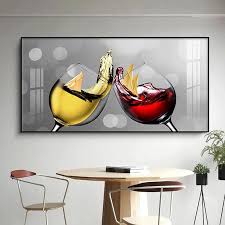 Red Wine Glass Canvas Painting Modern