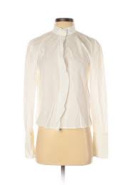 Details About Frame Denim Women White Long Sleeve Blouse S