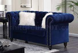 maya sofa loveseat set in royal blue