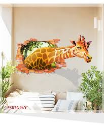 Creative 3d Cartoon Giraffe Wall