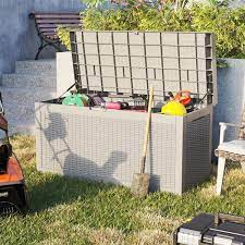 Tozey 100 Gal Mocha Resin Outdoor Storage Bench Patio Deck Box Brown