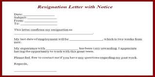 Sample Resignation Letter Format With Notice Assignment Point