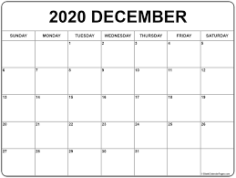 December 2020 Printable Calendar Template 2020calendars
