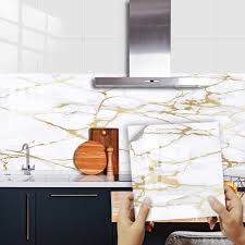 10pcs Gold And White Marble Tile