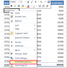 how to lock column width in pivot table