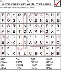 Printable Dolch Worksheets Pre Primer Word Search 1 Answer Sheet