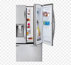 Open fridge refrigerator full of food in the empty kitchen inte. Door In Door Open Fridge Lg Door In Door Hd Png Download 463x768 845375 Pngfind