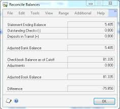 Checkbook Balance Cash Account Balance Microsoft Dynamics Gp
