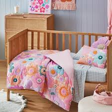 Adairs Kids Poppy Fl Quilted Cot