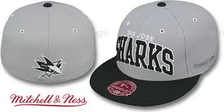 Sharks 2t Xl Wordmark Grey Black Fitted Hats By Mitchell Ness