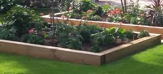 a raised bed with railway sleepers