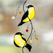 Two American Goldfinch Stained Glass