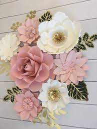 paper flowers wall decor blush pink
