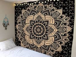 Gold Ombre Mandala Tapestry Hippie