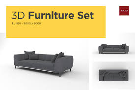 modern sofa front view furniture 3d