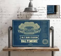 Baltimore Ravens M T Bank Vintage Blueprint Wall Art