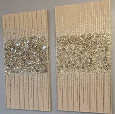 Beige Gold Glitter Glass Glam Paintings