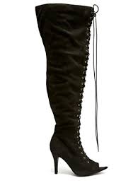 Laced Up Black Thigh High Boots Fashion To Figure