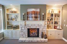 Gas Fireplace With Stone Surround And