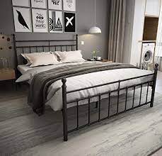 Metal Bed Frame Queen Size With Black