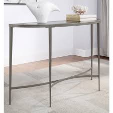 Silver Half Moon Glass Console Table