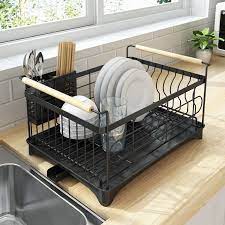 Maybe you would like to learn more about one of these? Rust Proof Kitchen Draining Dish Drying Rack Dish Rack With Black Drain Board Dish Rack Drying Kitchen Design Kitchen Rack