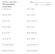 math worksheets multi step equations