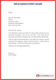 acceptance letter for job   apa examples Sample Job Offer Acceptance Letter