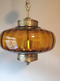 vintage amber glass light fixture mid