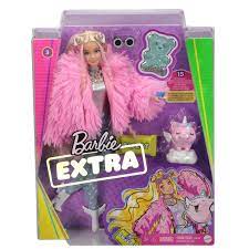 barbie extra doll 3 in pink coat