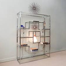 Chrome And Glass Shelving Unit 1970s