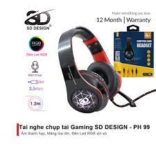 Tai nghe game thủ chụp tai chính hãng SD Design PH 99 có mic, đèn LED RGB  cho máy tính, điện thoại chuyên gaming