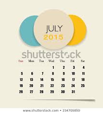 2015 Calendar Monthly Calendar Template July Stock Vector Royalty