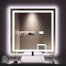 Toolkiss Super Bright 36 In W X 36 In H Rectangular Frameless Led Light Wall Bathroom Vanity Mirror Front Light And Backlit