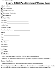 401k enrollment form template fill