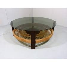Vintage Round Coffee Table With Smoked