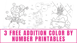 3 free addition color by number