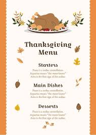 retro thanksgiving dinner menu template