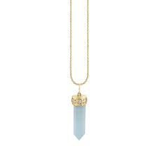 14kt aqua crystal stone point charm