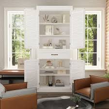 White Paint Wood Storage Cabinet