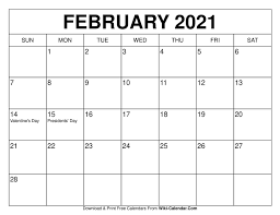 The 2020 leave year begins january 4 2020 pay period 02 2020 extends for 26 full pay periods and ends january 1 2021 pay period 01 2021. Free Printable February 2021 Calendars