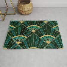green marbled geometric pattern rug