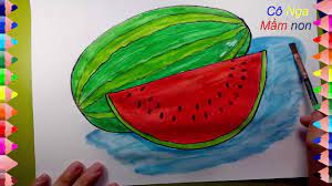 Hướng dẫn bé vẽ quả dưa hấu, quả chuối, cam và dứa- How to drawing fruits -  YouTube