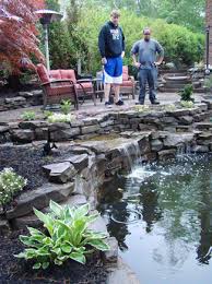 Backyard Pond And Patio Installation